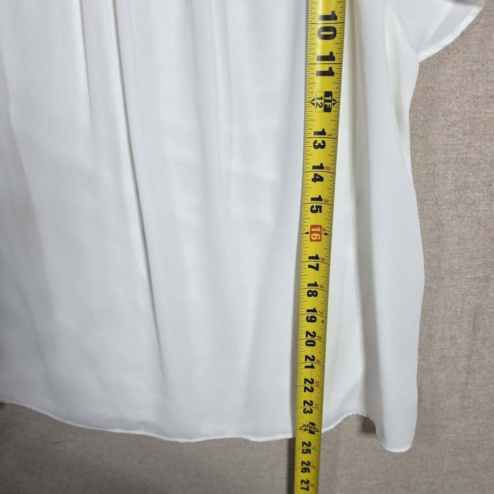 Loft Womens White Flutter Sleeve Blouse Size Med Petite Capsule - Picture 5 of 8